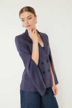 Linen Split Sleeve Blazer in Ink image 3