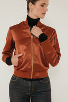 Cognac Satin Bomber image 1