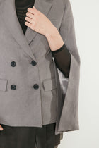 Linen Split Sleeve Blazer in Slate image 4