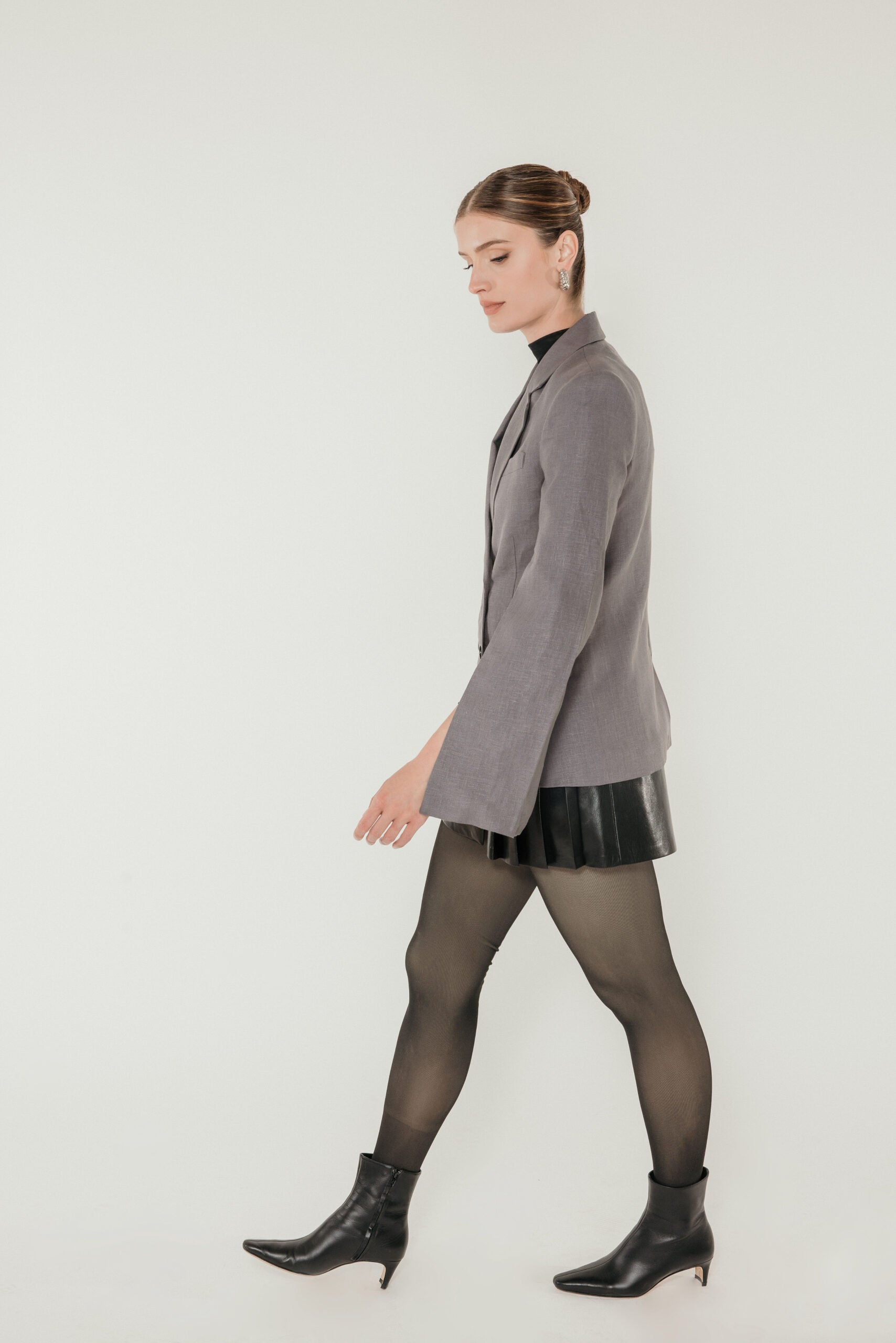 Linen Split Sleeve Blazer in Slate image 6