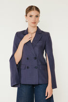 Linen Split Sleeve Blazer in Ink image 0