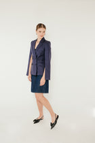 Linen Split Sleeve Blazer in Ink image 7