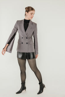 Linen Split Sleeve Blazer in Slate image 5