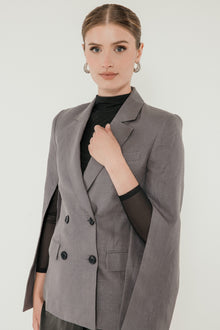 Linen Split Sleeve Blazer in Slate image 0
