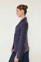 Linen Split Sleeve Blazer in Ink image 6