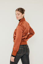 Cognac Satin Bomber image 3