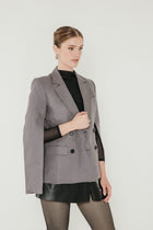 Linen Split Sleeve Blazer in Slate image 2